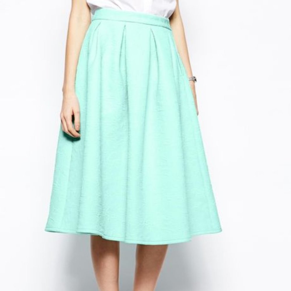 HOST PICK ❤️ ASOS MINT GREEN FULL MIDI SKIRT - Picture 2 of 4